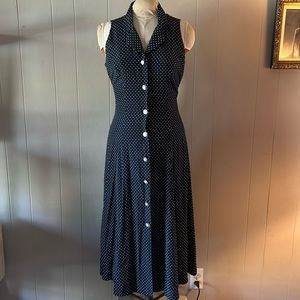 Navy polka dot summer dress.
